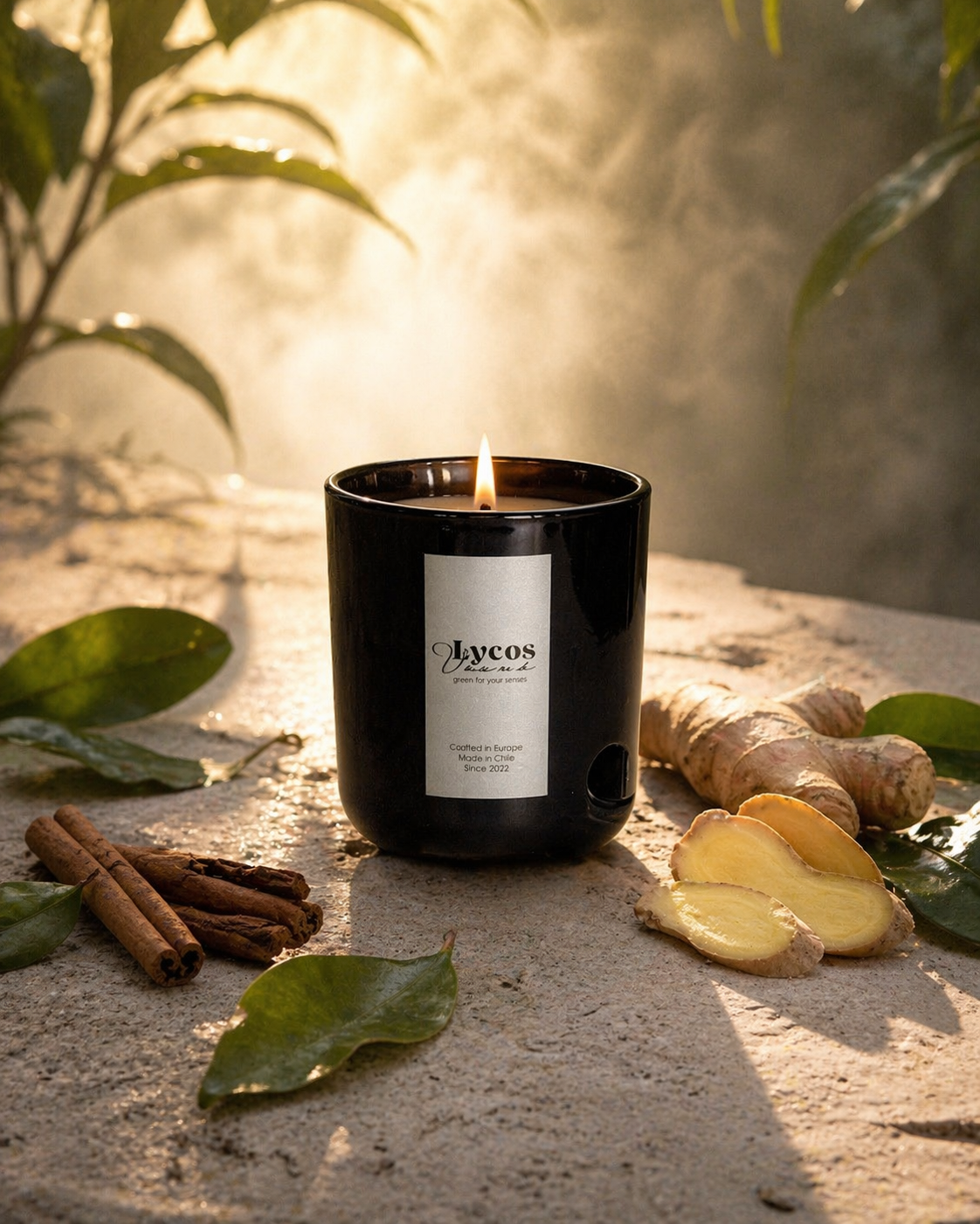 Fragancia Ging Zen vela aromática Lycos Vounó — jengibre lima canela energizante · Chile