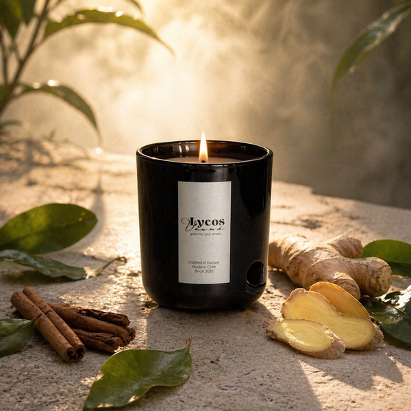 Fragancia Ging Zen vela aromática Lycos Vounó — jengibre lima canela energizante · Chile