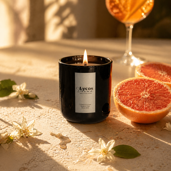 Fragancia Pomellini vela aromática Lycos Vounó — pomelo efervescente cítrico festivo · Chile