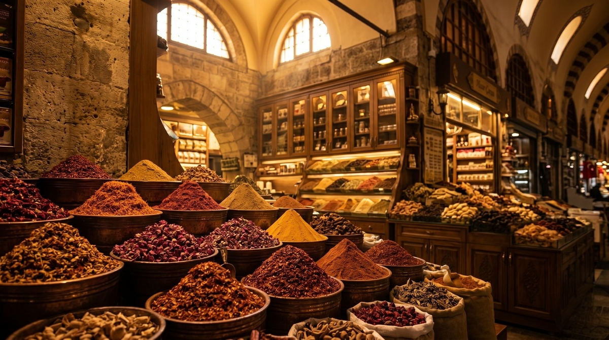 Mısır Çarşısı Bazar Especias Estambul Turquía — fragancia Rosas Picantes Lycos Vounó Chile